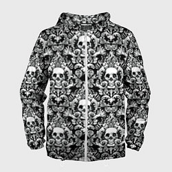 Ветровка с капюшоном мужская Textured skulls, цвет: 3D-белый