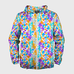 Ветровка с капюшоном мужская Акварельные брызги, цвет: 3D-белый