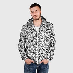 Ветровка с капюшоном мужская Улыбка пианиста, узор на белом фоне, цвет: 3D-белый — фото 2