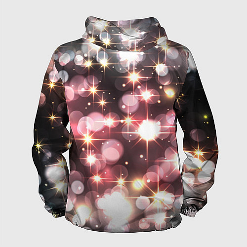 Мужская ветровка Сияние розовых и золотых блесток на черном фоне / 3D-Черный – фото 2