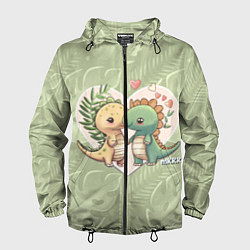 Ветровка с капюшоном мужская Мистер Влюбленный динозавр, цвет: 3D-черный