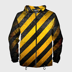 Ветровка с капюшоном мужская Черно-желтая опасность, цвет: 3D-черный