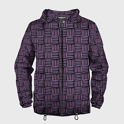 Ветровка с капюшоном мужская Паттерн из розовых линий, цвет: 3D-черный