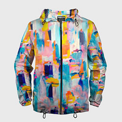 Ветровка с капюшоном мужская Живописные мазки краски, цвет: 3D-черный