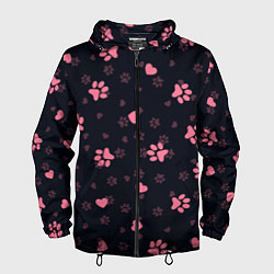 Ветровка с капюшоном мужская Лапки котиков, цвет: 3D-черный