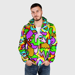 Ветровка с капюшоном мужская Psychedelic acid, цвет: 3D-белый — фото 2