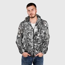 Ветровка с капюшоном мужская Татуировки черепов, цвет: 3D-черный — фото 2