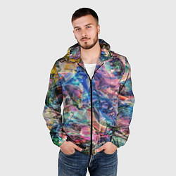 Ветровка с капюшоном мужская Слияние красок, цвет: 3D-черный — фото 2
