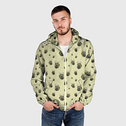 Ветровка с капюшоном мужская Пчелки - паттерн, цвет: 3D-белый — фото 2