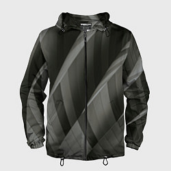 Ветровка с капюшоном мужская Абстрактные серые острые металлические листы, цвет: 3D-черный