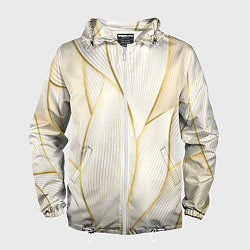 Ветровка с капюшоном мужская Золотые волны, цвет: 3D-белый