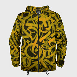 Ветровка с капюшоном мужская Gold Calligraphic, цвет: 3D-черный