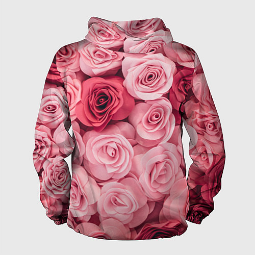 Мужская ветровка Чайная пыльная роза - нежно розовый цветок / 3D-Черный – фото 2
