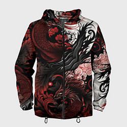 Мужская ветровка Красный Irezumi узор