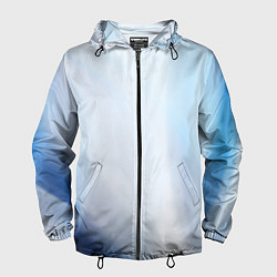 Ветровка с капюшоном мужская Светлые синие и голубые волны, цвет: 3D-черный