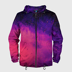Ветровка с капюшоном мужская Фиолетовый космос, цвет: 3D-черный