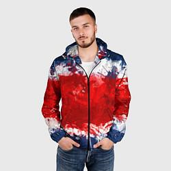 Ветровка с капюшоном мужская Grunge strips colors, цвет: 3D-черный — фото 2