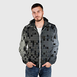 Ветровка с капюшоном мужская Digital pixel black, цвет: 3D-белый — фото 2
