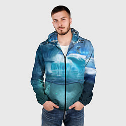 Ветровка с капюшоном мужская Subnautica - КРАБ на леднике, цвет: 3D-черный — фото 2