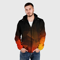 Ветровка с капюшоном мужская Абстрактное пламя, цвет: 3D-черный — фото 2