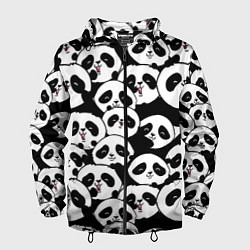 Ветровка с капюшоном мужская Весёлые панды, цвет: 3D-черный