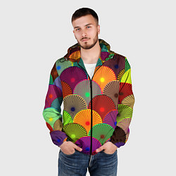 Ветровка с капюшоном мужская Multicolored circles, цвет: 3D-черный — фото 2