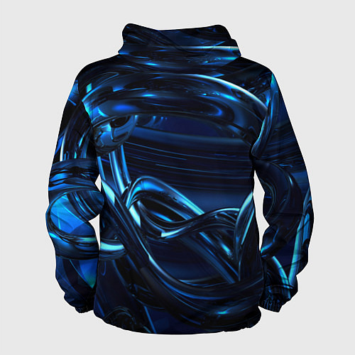 Мужская ветровка Фрактальный узор волны / 3D-Черный – фото 2