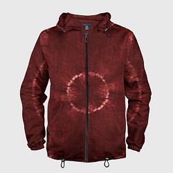 Ветровка с капюшоном мужская Красный круг тай-дай, цвет: 3D-черный