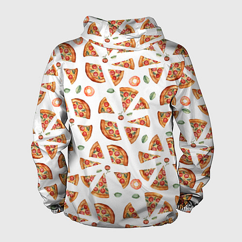 Мужская ветровка Кусочки пиццы - паттерн на белом / 3D-Черный – фото 2