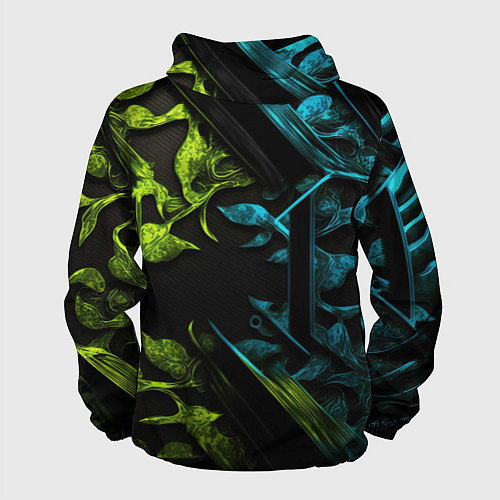 Мужская ветровка Зеленые и синие абстрактные листья / 3D-Черный – фото 2
