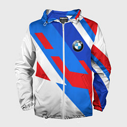 Ветровка с капюшоном мужская BMW m colors, цвет: 3D-белый