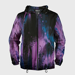 Ветровка с капюшоном мужская Фиолетовые абстрактные тени, цвет: 3D-черный
