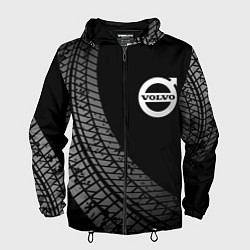 Ветровка с капюшоном мужская Volvo tire tracks, цвет: 3D-черный