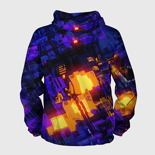 Мужская ветровка Фиолетовая и оранжевая схема / 3D-Черный – фото 2