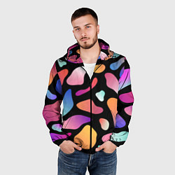 Ветровка с капюшоном мужская Fashionable colorful pattern, цвет: 3D-черный — фото 2