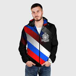 Ветровка с капюшоном мужская Пограничные войска - флаг РФ, цвет: 3D-черный — фото 2