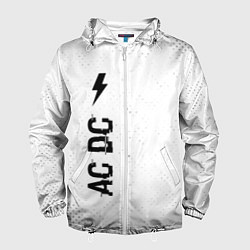 Ветровка с капюшоном мужская AC DC glitch на светлом фоне: по-вертикали, цвет: 3D-белый
