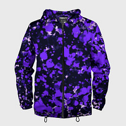 Ветровка с капюшоном мужская Пятнистый фиолетовый, цвет: 3D-черный