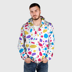 Ветровка с капюшоном мужская Узор из осколков, цвет: 3D-белый — фото 2