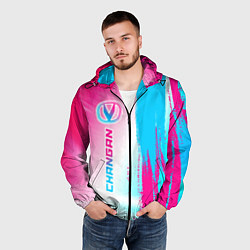 Ветровка с капюшоном мужская Changan neon gradient style: по-вертикали, цвет: 3D-черный — фото 2