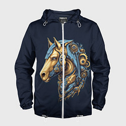 Ветровка с капюшоном мужская Механический конь, цвет: 3D-белый