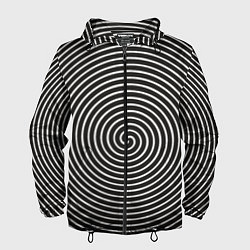 Ветровка с капюшоном мужская Оптическая спираль, цвет: 3D-черный