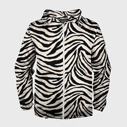 Ветровка с капюшоном мужская Полосатая шкура зебры, белого тигра, цвет: 3D-белый