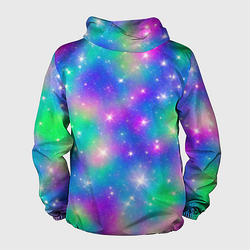 Мужская ветровка Яркий космос розово-синий с вкраплениями зеленого / 3D-Черный – фото 2