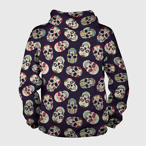 Мужская ветровка Узор с черепами Pattern with skulls / 3D-Черный – фото 2