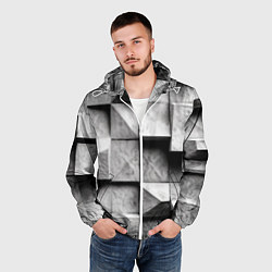 Ветровка с капюшоном мужская Каменные плиты и обман зрения, цвет: 3D-белый — фото 2