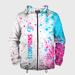 Ветровка с капюшоном мужская Scorpions neon gradient style: по-вертикали, цвет: 3D-черный