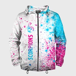 Ветровка с капюшоном мужская Scorpions neon gradient style: по-вертикали, цвет: 3D-черный