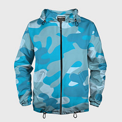Ветровка с капюшоном мужская Камуфляж военный синий, цвет: 3D-черный