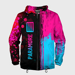 Ветровка с капюшоном мужская Paramore - neon gradient: по-вертикали, цвет: 3D-черный